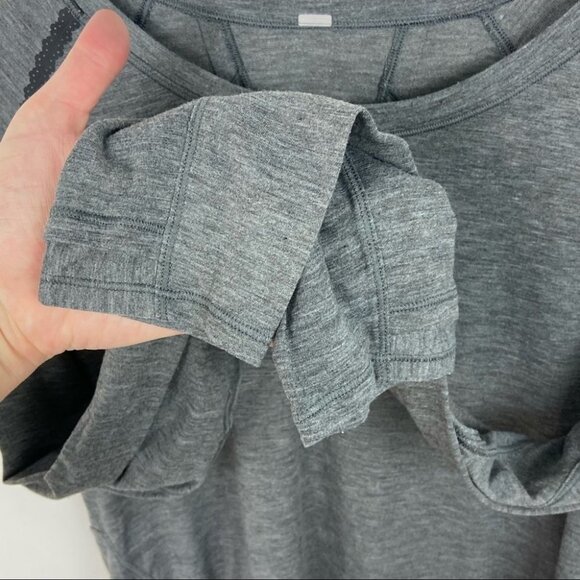 Lululemon Stop Drop Squat Long Sleeve Tee Grey Size 4 Twist Open Back Top Run - Picture 6 of 10